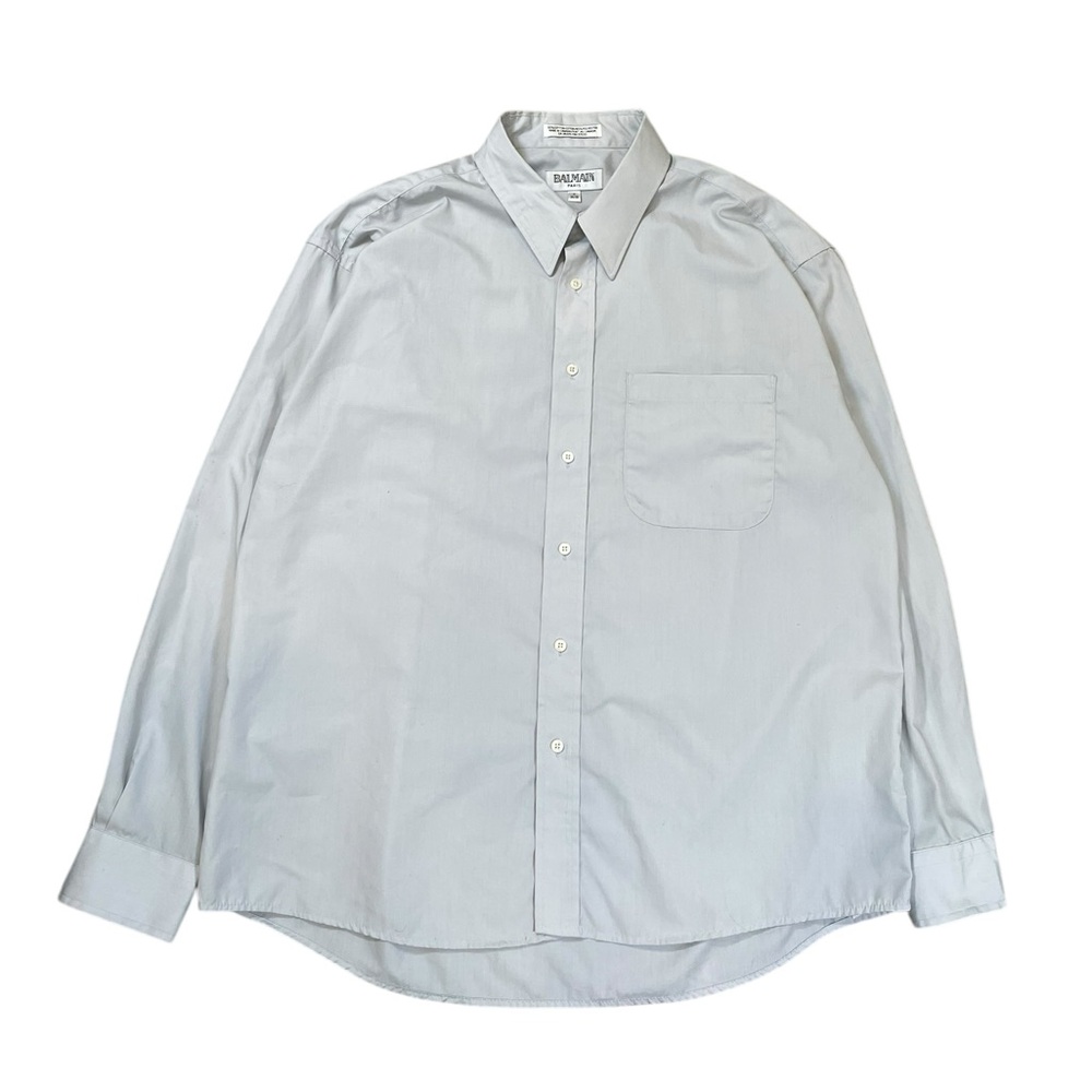 1990s Balmain Paris Classic Grey Button-Up Shirt